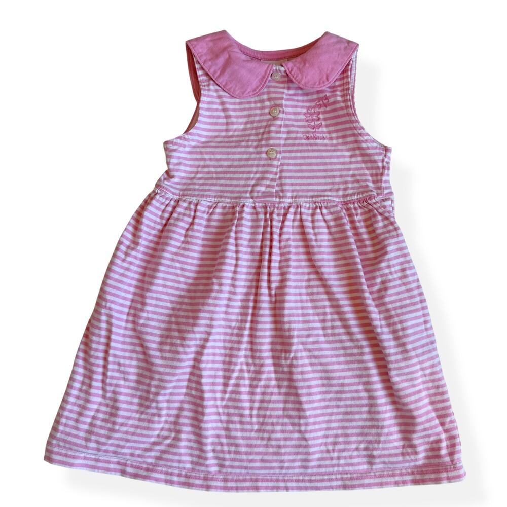 OshKosh B'gosh Pink Striped Dress Peter Pan Collar Cotton Vintage 90s 4T